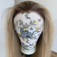 Long Straight Heat Resistant Hair Lace Front Wig Ombre Blonde Pre Plucked