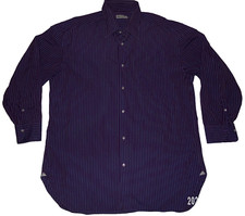 Borrelli Handmade Purple Striped Long Sleeve Button Down Shirt Size 16 1/2R