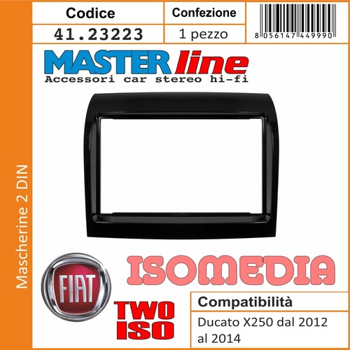 MASCHERINA RADIO 2 DIN COMPATIBILE FIAT DUCATO X250 DAL 2011 A 2015. NERO LUCIDO - Foto 3 di 3