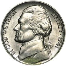 1941-D Jefferson Nickel BU - Brilliant Uncirculated - 75% Copper 25% Nickel