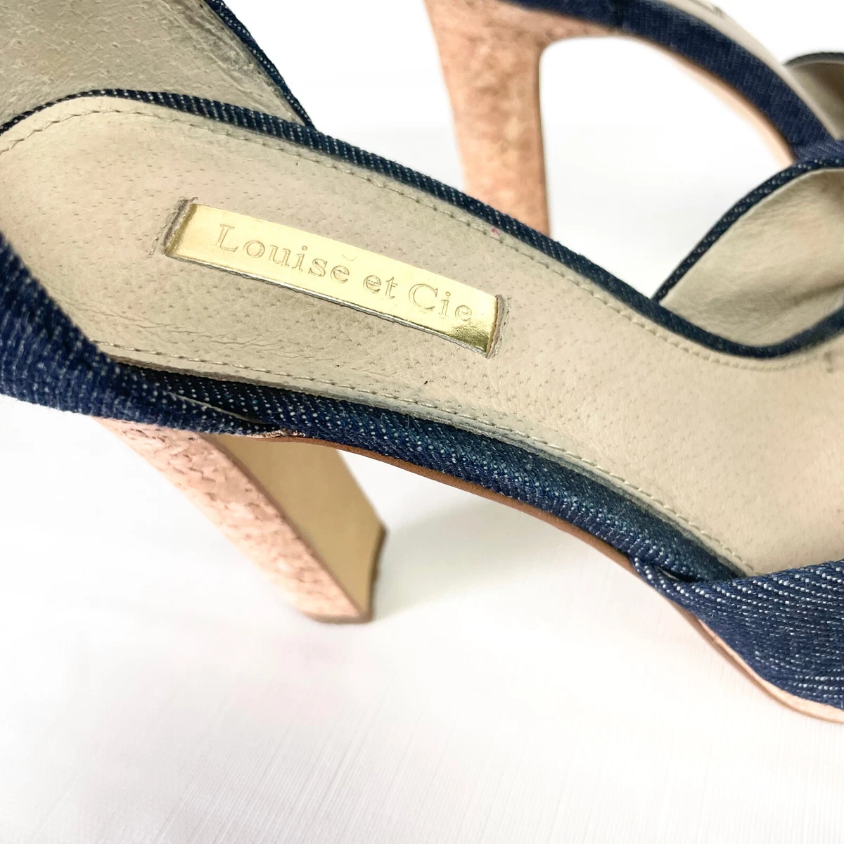 Louise et Cie Womens 7.5 Platform Sandal Blue Denim Lo Lali Open