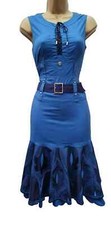 KAREN MILLEN 8 UK (US 4) Royal Blue Embroidered Safari Utility Flare Shirt Dress
