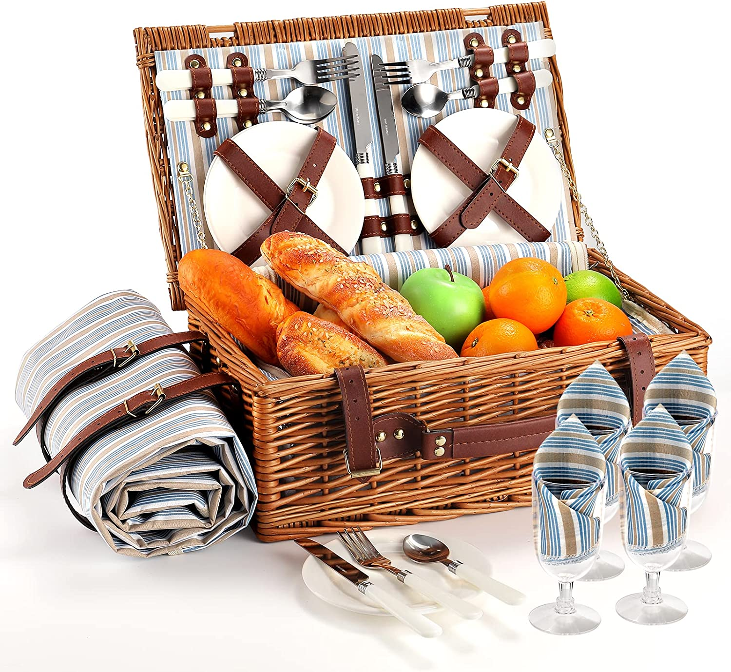 picnic blanket and basket set