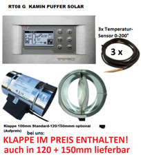 KaminREGLER  Ofen+Puffer+Solar graphDisplay3xsensor3xschalt.Luftklappe 100mmRohr