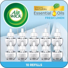 Air Wick Plug in Scented Oil Refill, 10Ct, Fresh Linen, Air Freshener, Essential