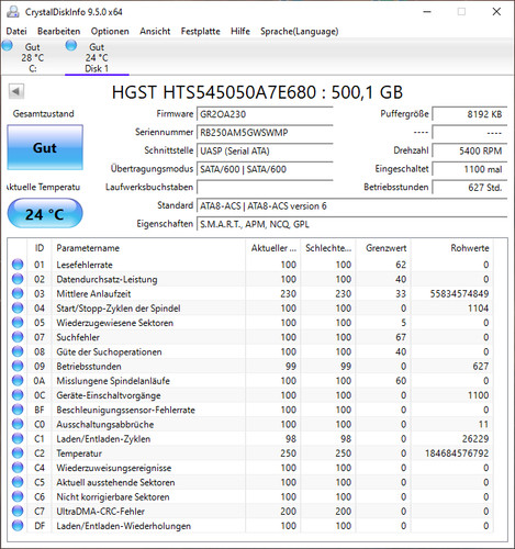 HGST Travelstar Z5K500 500GB, 2.5", 8MB, SATA 6Gb/s, HTS545050A7E680