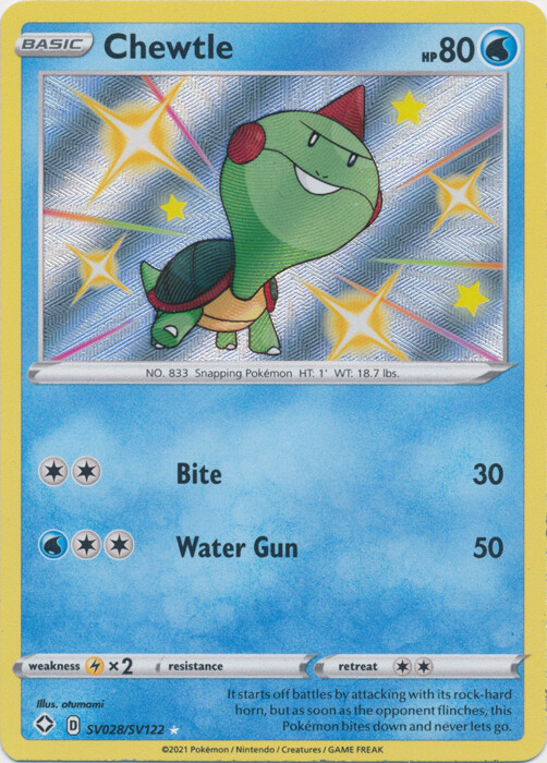Chewtle (Shiny) - SV028/SV122 Ultra Rare Shining Fates NM Pokemon TCG