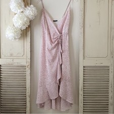 Aqua pink high low wrap dress small
