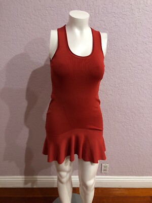 Carven Fitted Peplum Hem Bandage Mini Dress Red Size L