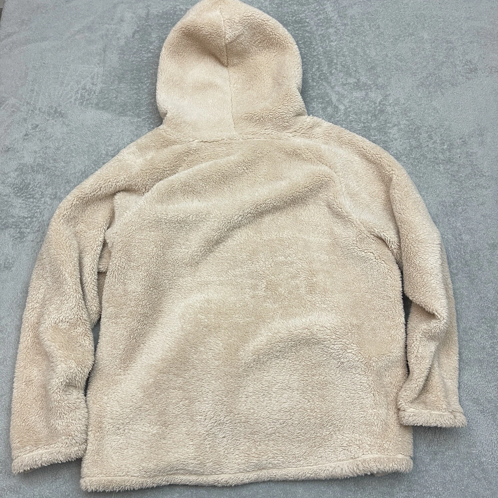 UNDERCOVER Victorias Secret ROSA beige sherpa L pullover felpa con cappuccio pile tasca canguro