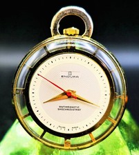 Vintage ENDURA Swiss 1970's Pocket Watch W/ Skeletonized  Exibitition Case  