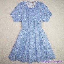 NEW J.Crew Liberty London Fabric short sleeve open back tie waist blue dress, 10