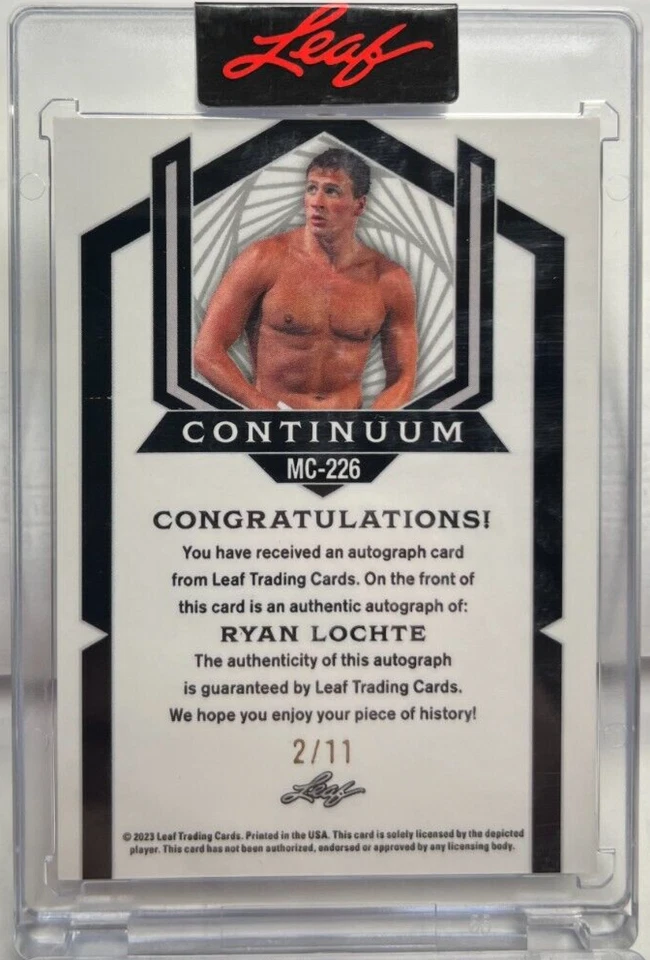 Ryan Lochte 2023 Hoja Continuo Autógrafo Automático #'d 2/11 - ORO OLÍMPICO NATACIÓN Foto 2 de 2