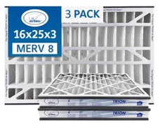 Trion Air Bear 255649-101 (3 Pack) Pleated Furnace Air Filter 16"x25"x3" MERV 8