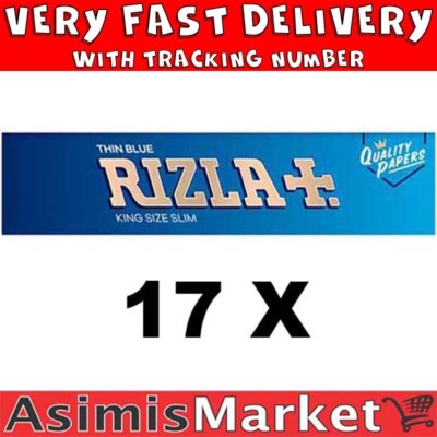 Rizla Blue Thin King Size Slim Rolling Papers 17 Packs No Box x 32=544 Sheets