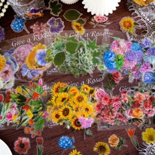 100 PCS Flower Floral Stickers Blossom Leaves Plants Scrapbooking Decals Journal