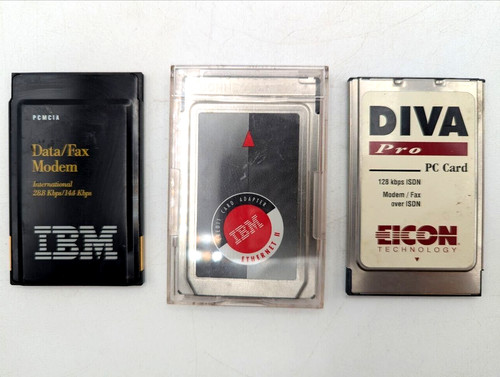 LOT 3 LL8 IBM Pcmcia Data Fax Modem Card Diva Pro PC Card Credit Adapter OB8