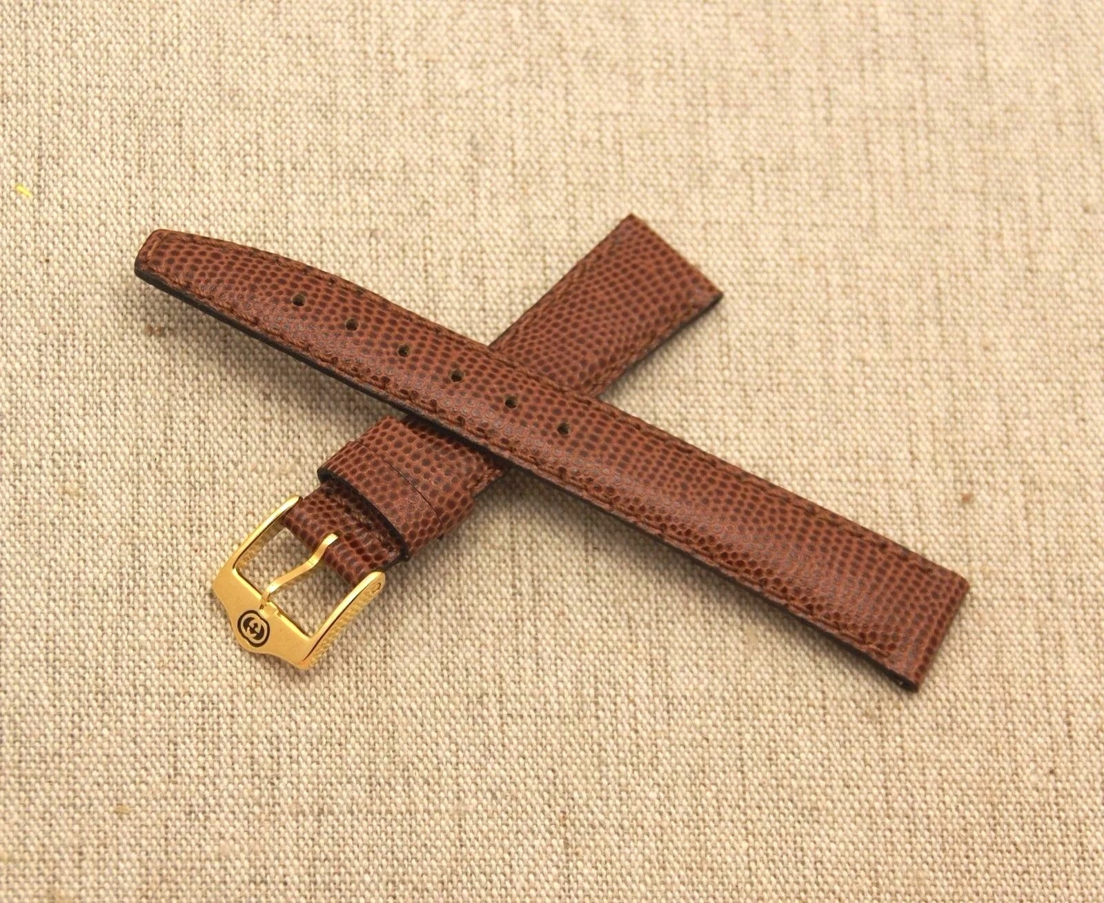 Montre Gucci 14 mm marron clair motif lézard sur bracelet cuir véritable neuve  14,110