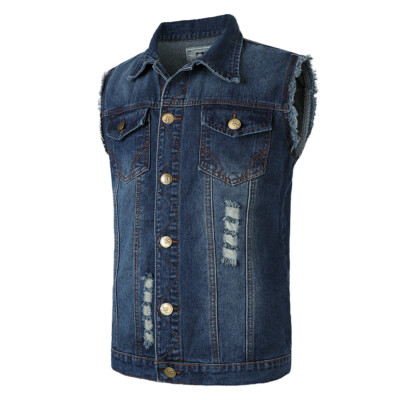 Gilet In Denim Uomo Strappato - Cotone, Vestibilità Slim, Stile Vintage Anni '80 - Foto 7