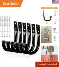 6 Pack of Heavy-Duty J Hooks - Versatile Black Wall Mount Storage Solution