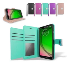 For Straight Talk Moto G7 Optimo XT1952DL Double Wallet Leather Folio Case Cover