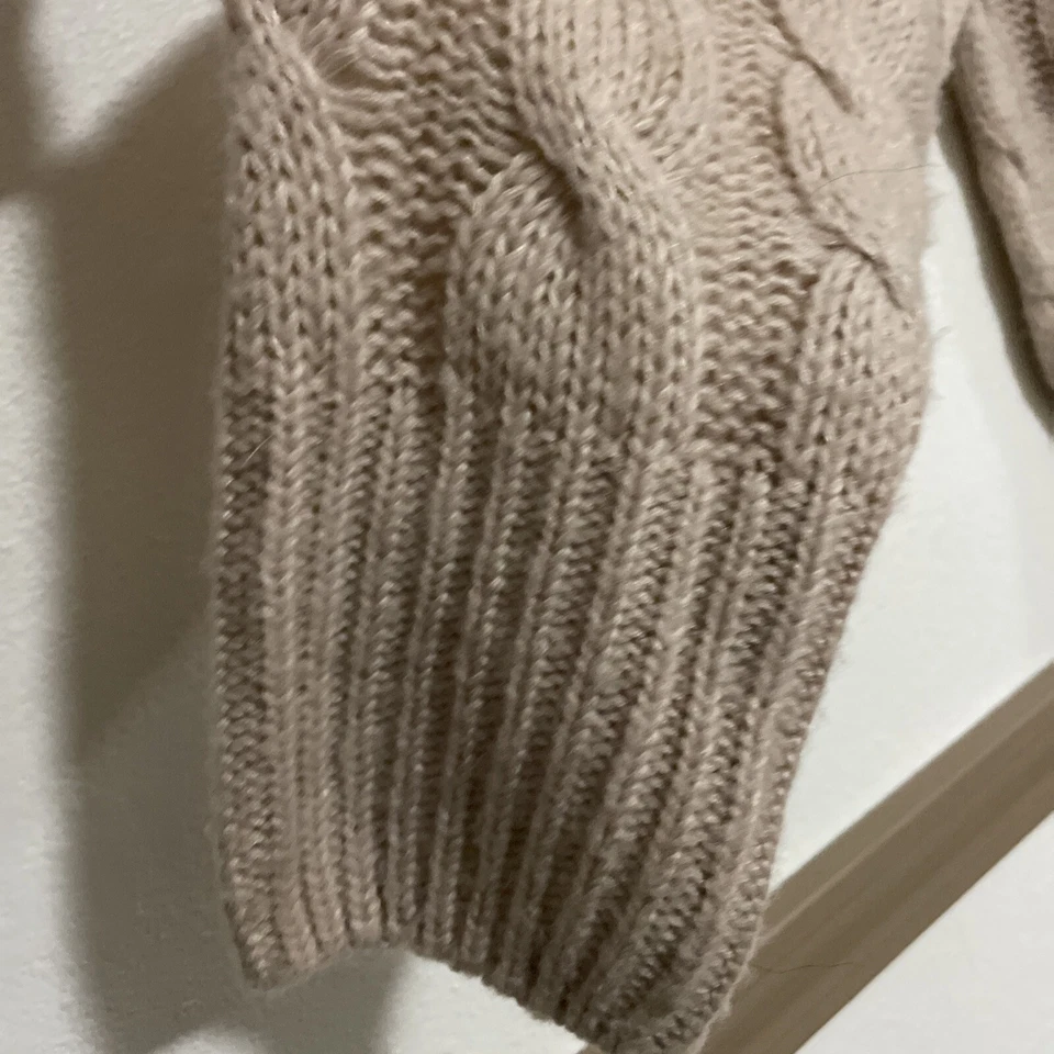 Suéter Line + Dot Anthropologie Beige Grueso Tejido con Cable Talla Grande MEDIANO Foto 4 de 4
