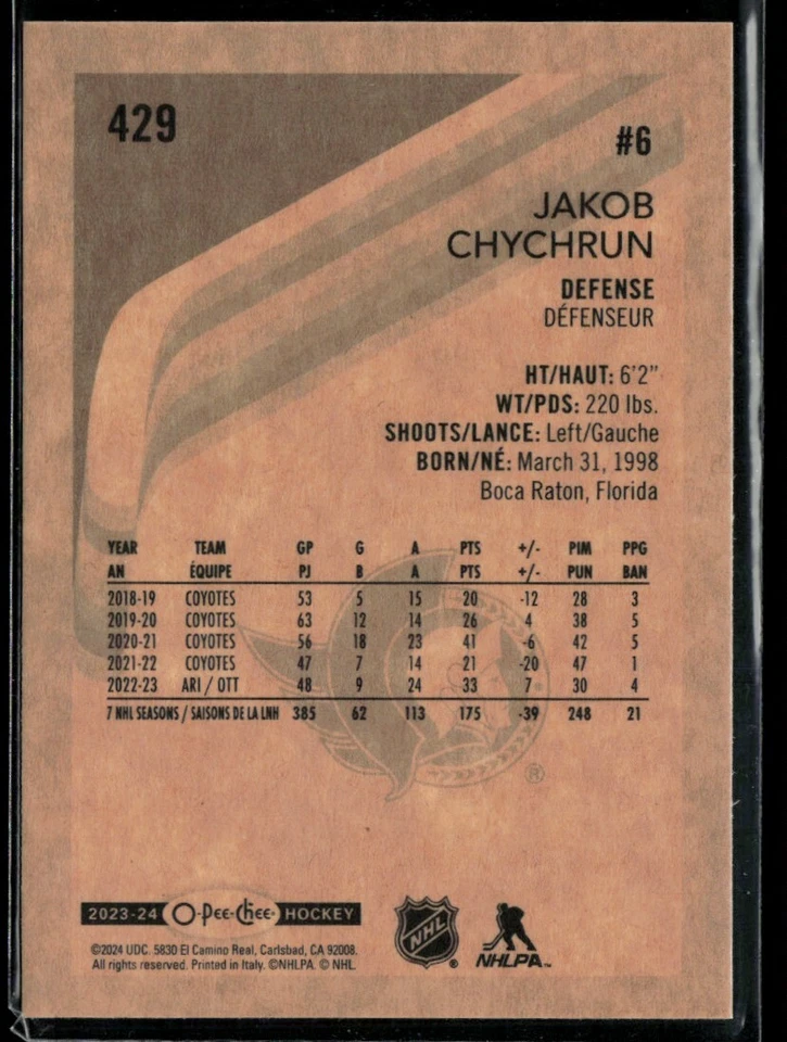 2023-24 O-Pee-Chee Retro Jakob Chychrun #429 - Image 2 of 2