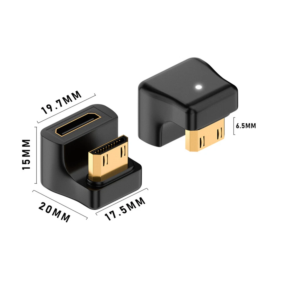 Cablecy 360 Degree Opposite U Shape Back Angled Mini HDMI1.4 Male to Mini Female - Image 2 of 4