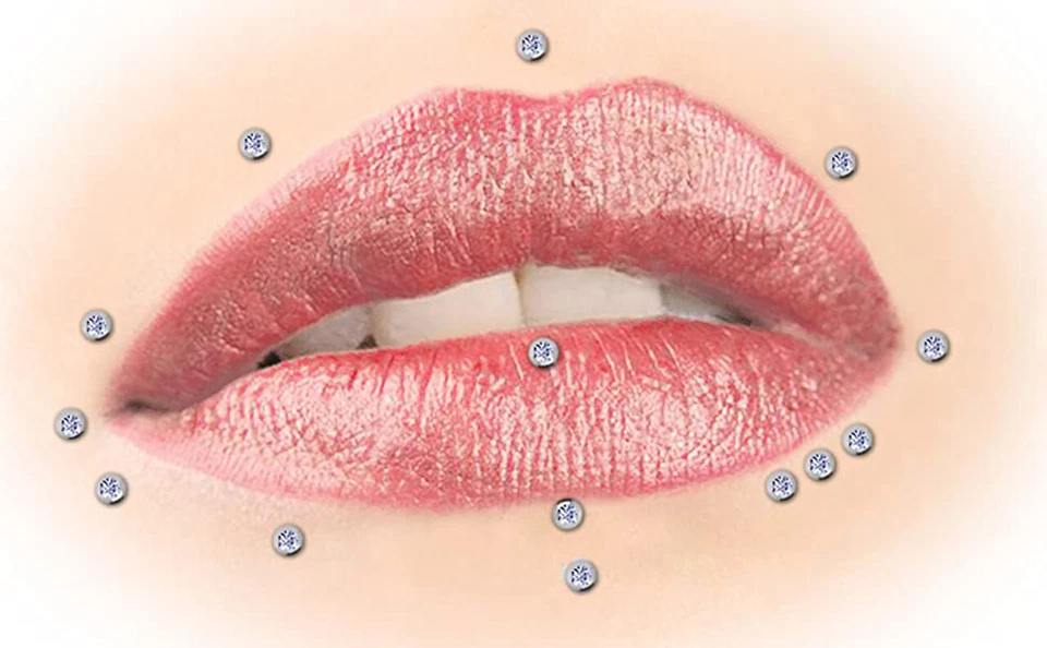 Labbra Naso Spina Titan Labret 1,2mm Con 2,5mm Sfera con Brillantini + Piastra - Immagine 3 di 4