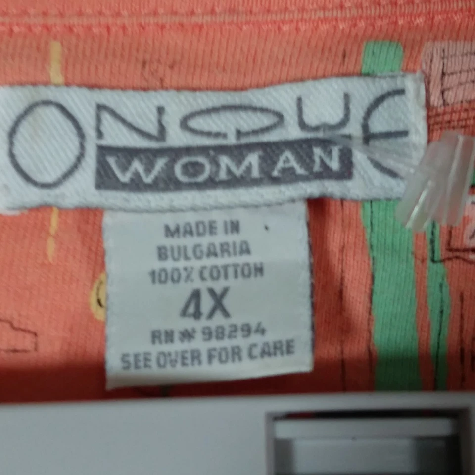 Onque женщин 2PC комплект рубашка юбка женщин 4XL на пуговицах оранжевый воротник карманы - Изображение 2 из 4