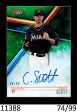 1-2018 BOWMAN'S BEST PROSPECTS GREEN REFRACTOR AUTO CONNOR SCOTT PIRATES 74/99