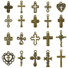 100pcs Antique Bronze Tibetan Cross Pendants Crucifix Cross Charms for Jewelry