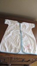 vtg hand made baby robe/bath wrap cotton w/ embroidery 0-6 mos EUC