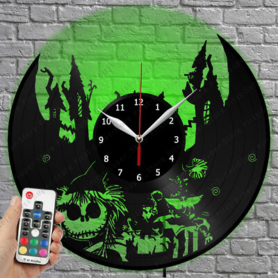 LED Clock Nightmare Before Christmas Vinyl Record Wall Clock Led LightClock 4010
