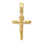 Crucifix Cross Pendant - 28.5mm Avariah Solid 14K Yellow Gold Polished