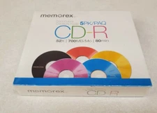 Sealed Memorex Cool Colors CD-R 52X 700MB 80 min (5 Pack) - New