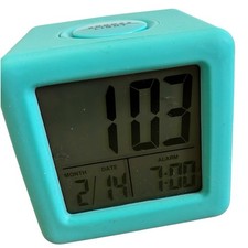 Tzumi Digital Alarm Clock Battery Operated LCD Display, Easy Set, Blue Used