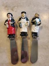 Guy Buffet Stainless Spreading Knives Butler Set of 3 Server Red White Black