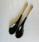 Vintage Sterling Silver Salad Server Set 2pc/Black Nylon/Madeira by Towle 12”
