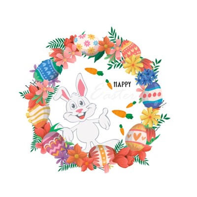 Easter Bunny Wreath Sticker PVC Wall Sticker Self Adhesive Window Decal