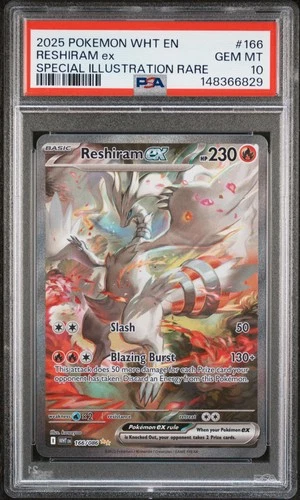 2025 POKEMON WHITE FLARE SPECIAL ILLUSTRATION RARE #166 RESHIRAM EX PSA 10