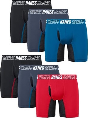 Hanes Boys' Moves Underwear, Anti-chafe Boxer Briefs for Boys, 6-pack