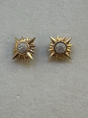 #ad Vintage Swarovski Earrings Northern Star Pave Crystal Starburst Signed Celestial $65.00