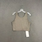 Lululemon Ribbed Cropped Tank Top Womens Size 10 Olive Green Activewear Workout