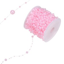 66 Yards Pearl Beaded Chain Trim 3-8mm for DIY Crafts Light Pink 