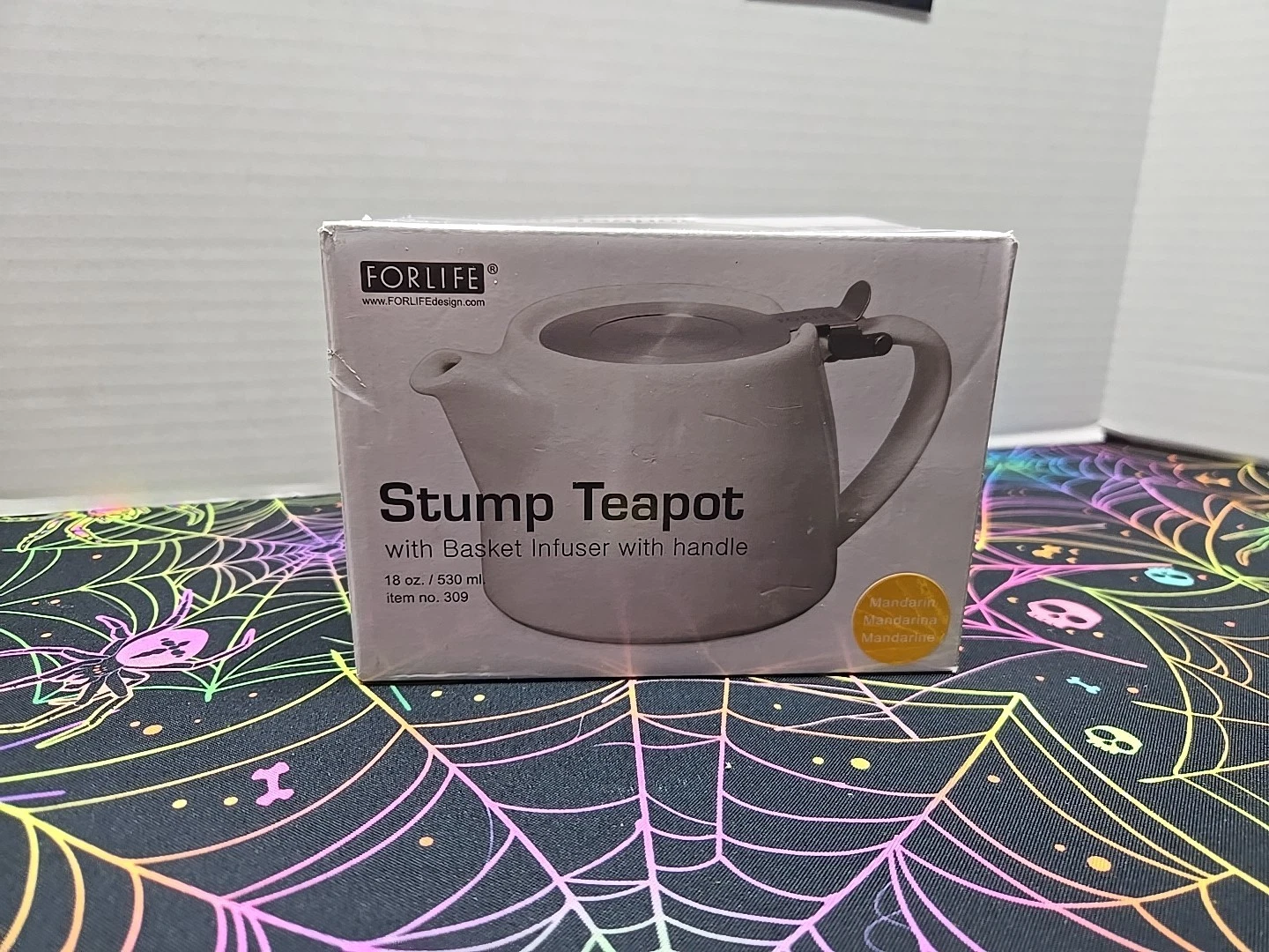 FORLIFE Stump Teapot Mandarin Color with SLS Lid and Infuser 18-Ounce Teapot NOB