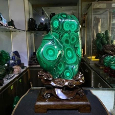 27.72LB TOP！ Natural malachite quartz crystal Mineral Specimen+stand