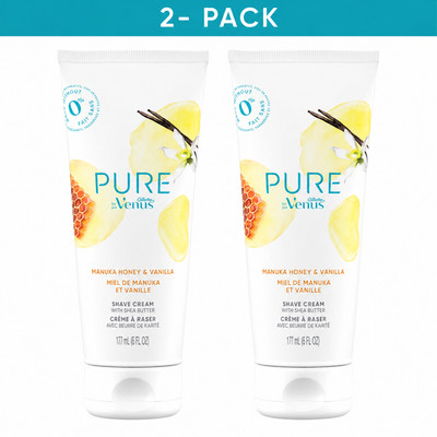 2 PACK--Pure by Gillette Venus Shaving Cream Manuka Honey and Vanilla, 6 oz