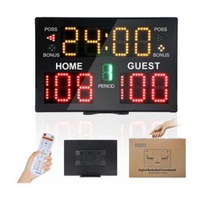 Basketball Scoreboard with Timer Clock, Digital Scoreboard with Remote, Porta...