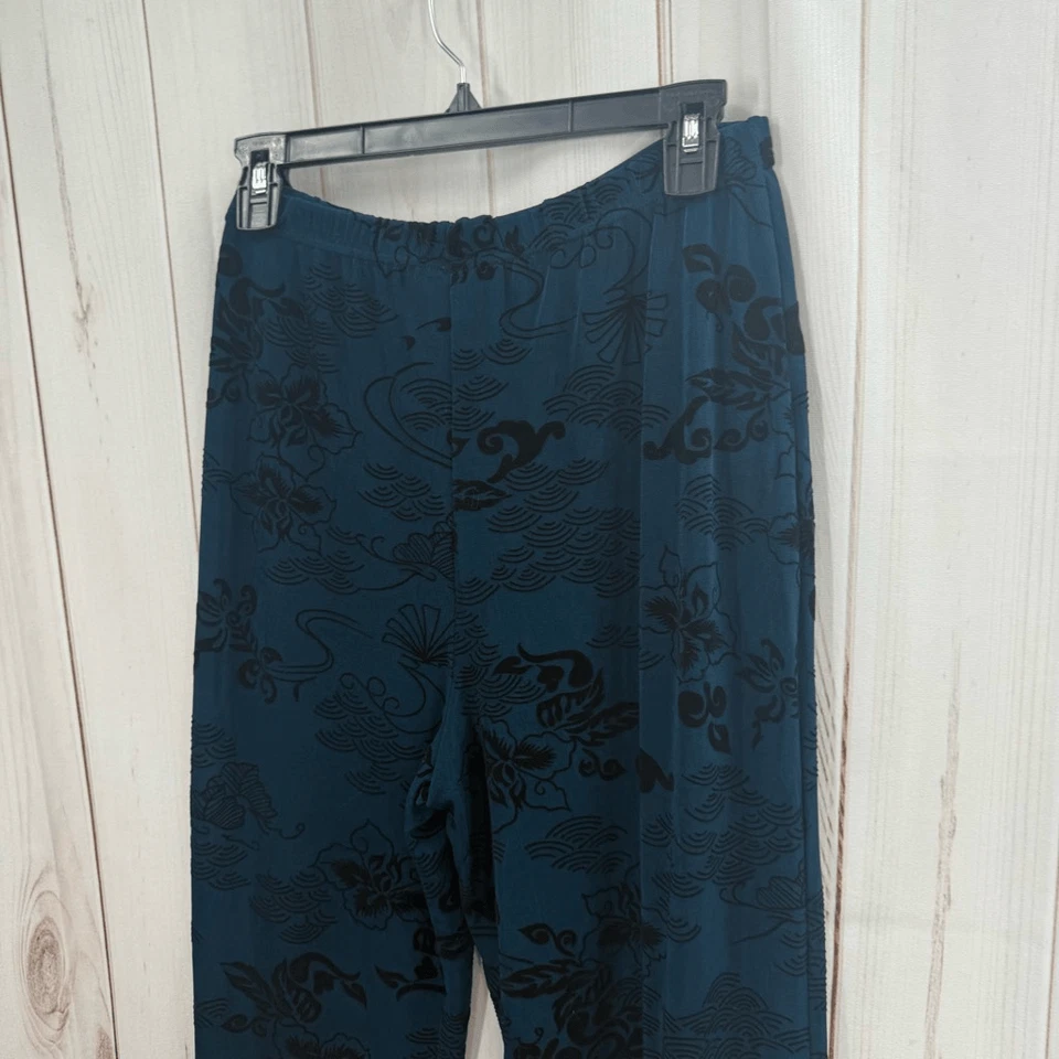 Pantalones ajustados elásticos QVC CitiKnits para mujer medianos azules verdes de terciopelo nuevos Foto 4 de 4